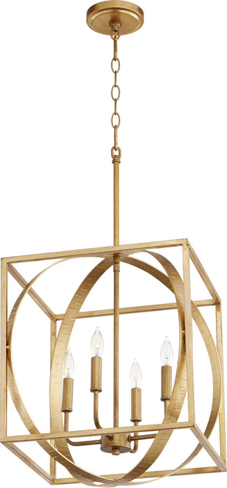 Quorum 8150-4-74 Four Light Pendant, Gold Leaf