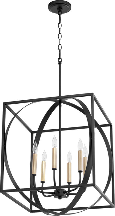 Quorum 8150-6-69 Six Light Pendant, Textured Black