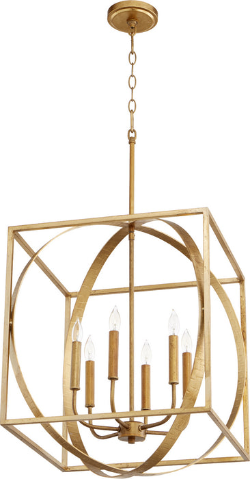 Quorum 8150-6-74 Six Light Pendant, Gold Leaf