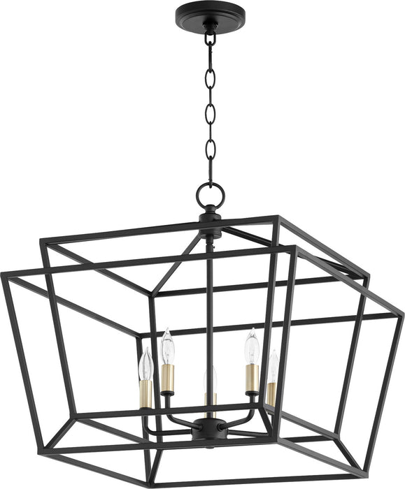 Quorum 8407-5-69 Five Light Chandelier, Textured Black