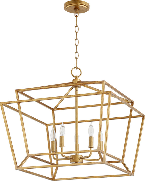 Quorum 8407-5-74 Five Light Chandelier, Gold Leaf