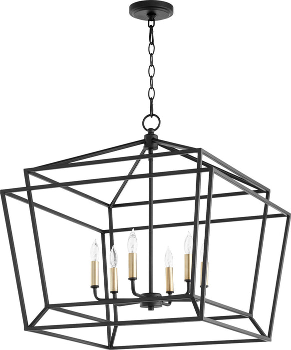 Quorum 8407-6-69 Six Light Chandelier, Textured Black
