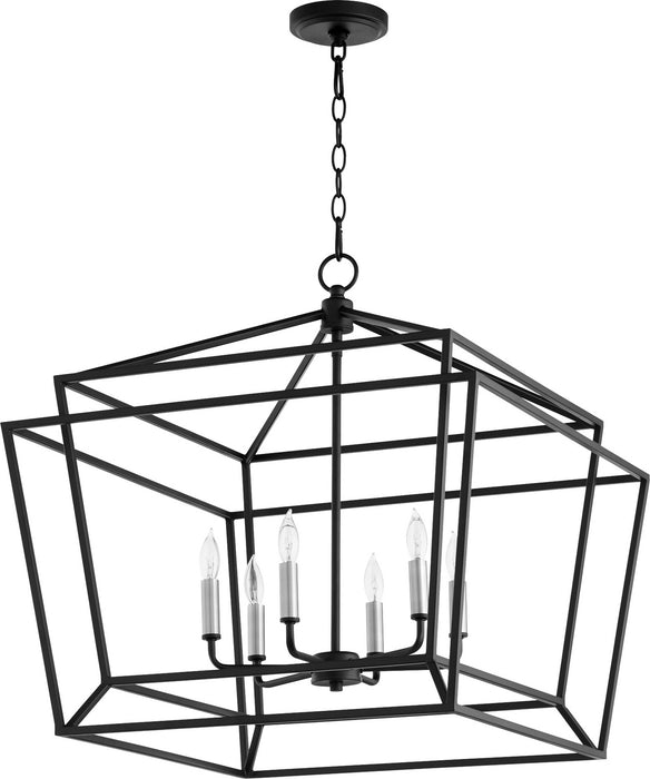 Quorum 8407-6-69 Six Light Chandelier, Textured Black