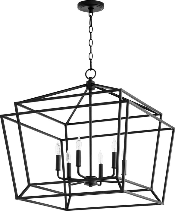 Quorum 8407-6-69 Six Light Chandelier, Textured Black