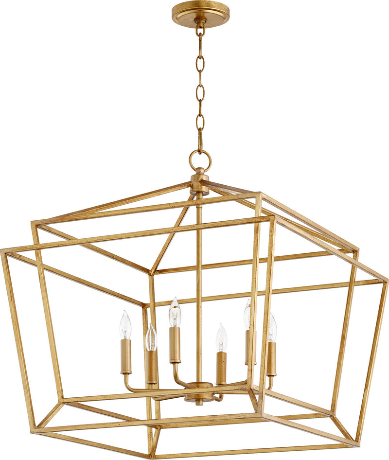 Quorum 8407-6-74 Six Light Chandelier, Gold Leaf