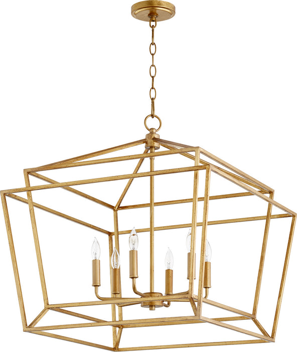 Quorum 8407-6-74 Six Light Chandelier, Gold Leaf