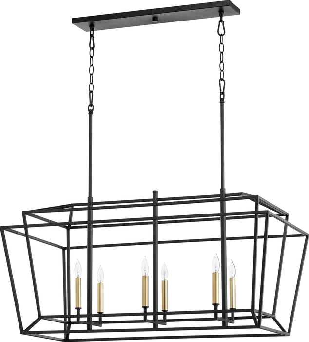 Quorum 8507-6-69 Six Light Pendant, Textured Black