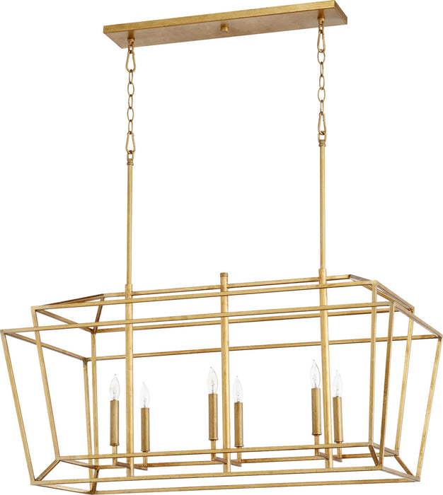 Quorum 8507-6-74 Six Light Pendant, Gold Leaf