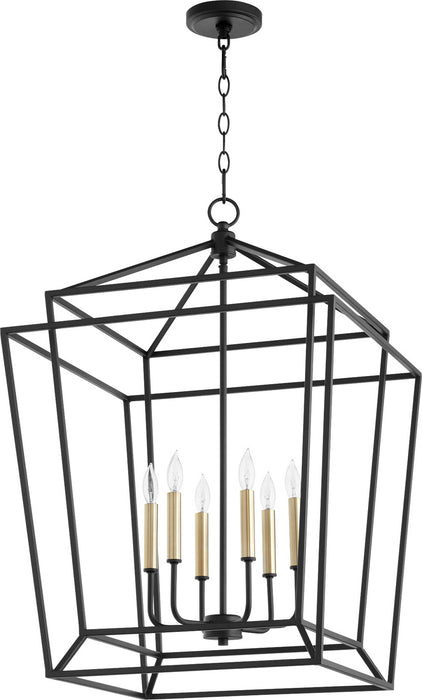 Quorum 8807-6-69 Six Light Entry Pendant, Textured Black