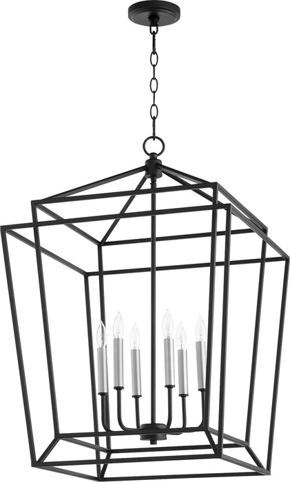 Quorum 8807-6-69 Six Light Entry Pendant, Textured Black