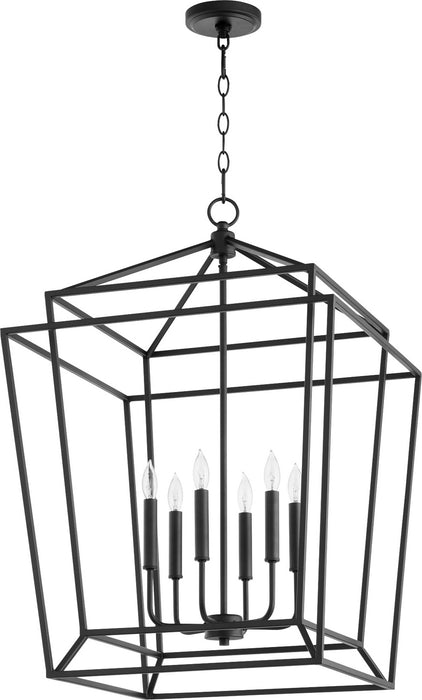 Quorum 8807-6-69 Six Light Entry Pendant, Textured Black