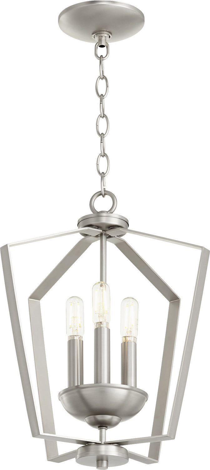 Quorum 894-3-65 Three Light Entry Pendant, Satin Nickel