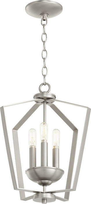 Quorum 894-3-65 Three Light Entry Pendant, Satin Nickel