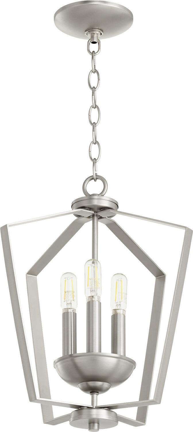 Quorum 894-3-65 Three Light Entry Pendant, Satin Nickel