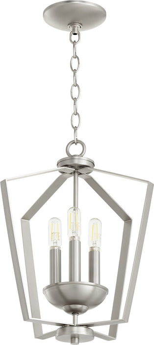 Quorum 894-3-65 Three Light Entry Pendant, Satin Nickel