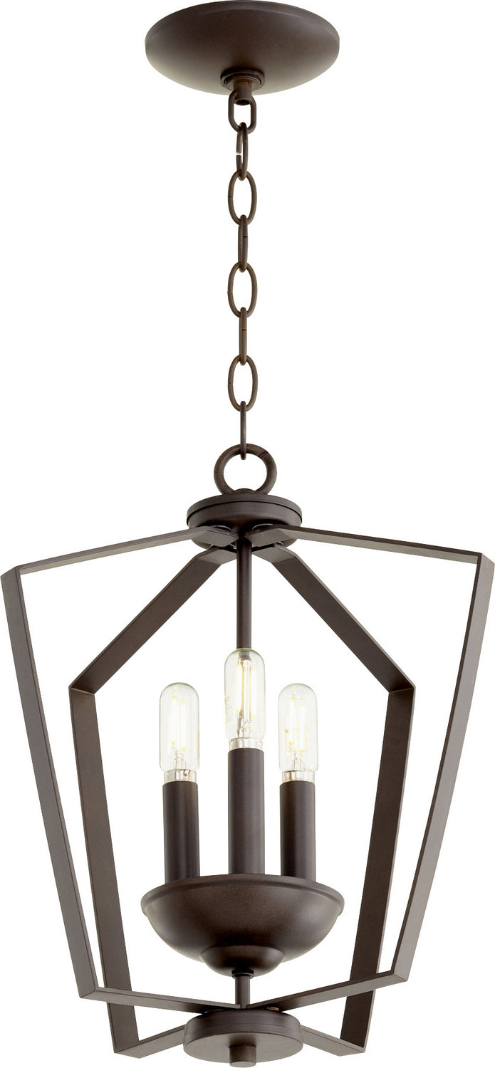 Quorum 894-3-86 Three Light Entry Pendant, Oiled Bronze