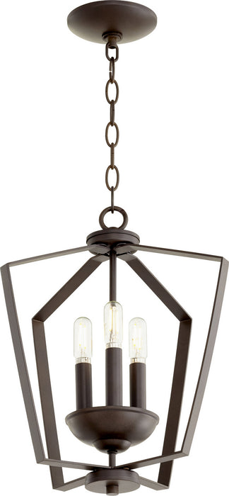 Quorum 894-3-86 Three Light Entry Pendant, Oiled Bronze