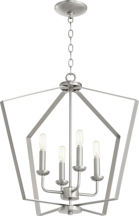 Quorum 894-4-65 Four Light Entry Pendant, Satin Nickel
