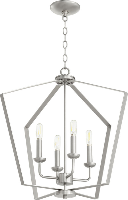 Quorum 894-4-65 Four Light Entry Pendant, Satin Nickel