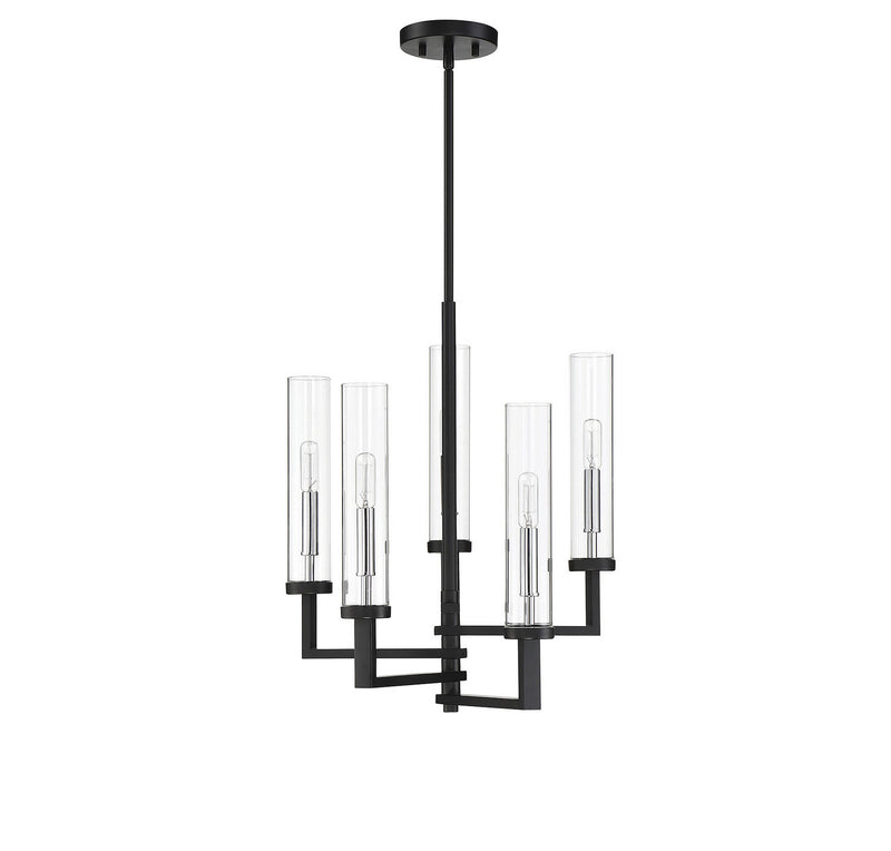 Savoy House 1-2135-5-67 Five Light Chandelier, Matte Black with Polished Chrome