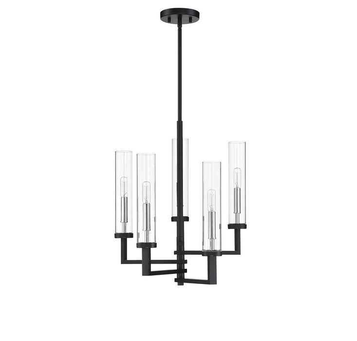 Savoy House 1-2135-5-67 Five Light Chandelier, Matte Black with Polished Chrome