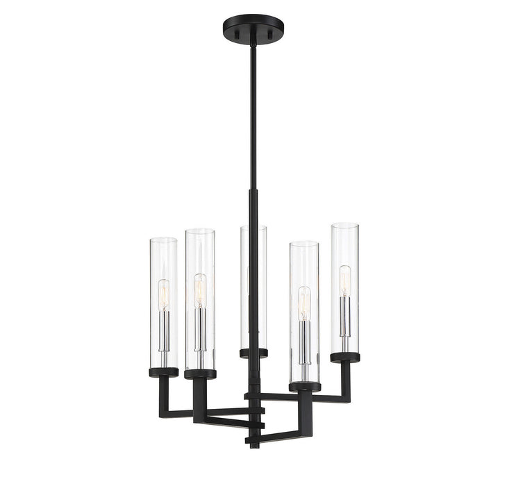 Savoy House 1-2135-5-67 Five Light Chandelier, Matte Black with Polished Chrome