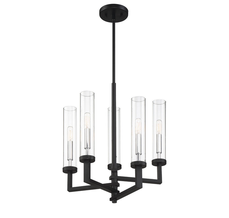 Savoy House 1-2135-5-67 Five Light Chandelier, Matte Black with Polished Chrome