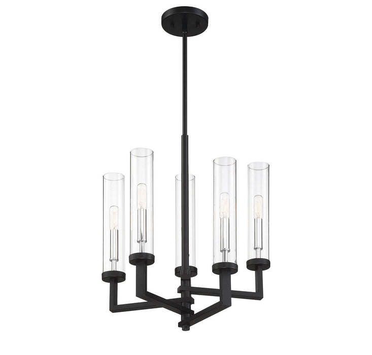 Savoy House 1-2135-5-67 Five Light Chandelier, Matte Black with Polished Chrome