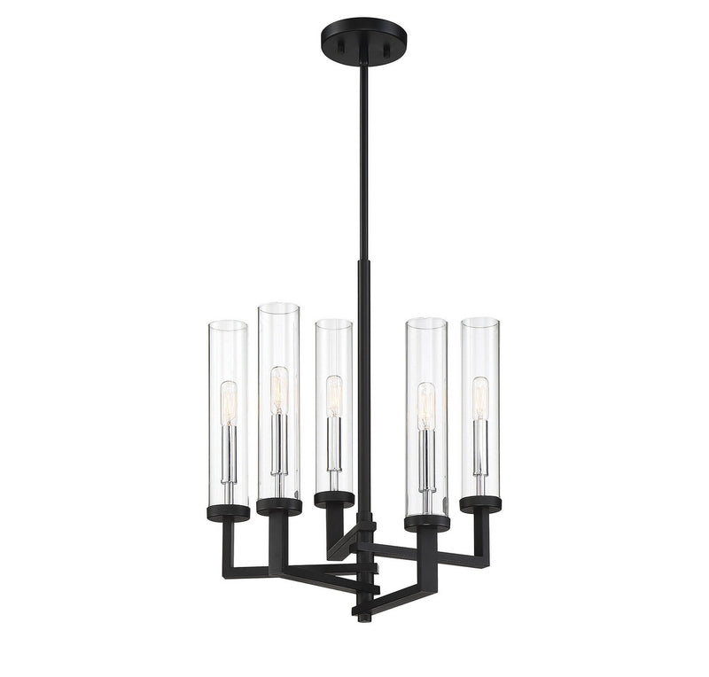 Savoy House 1-2135-5-67 Five Light Chandelier, Matte Black with Polished Chrome