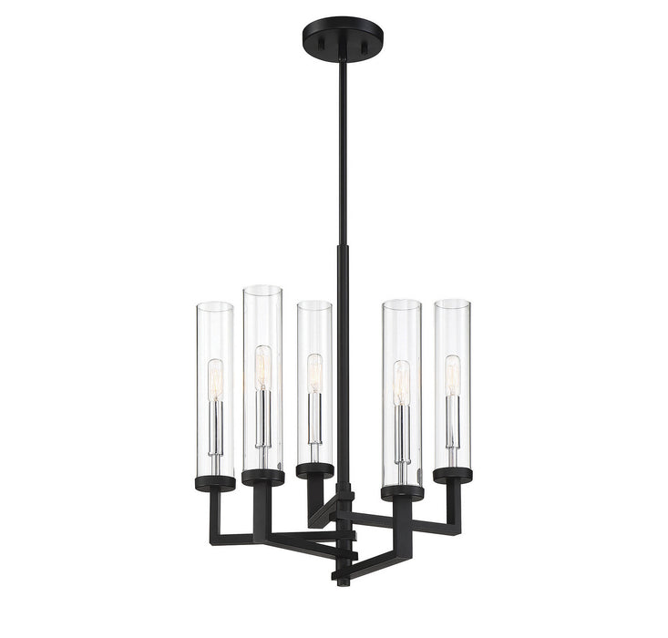 Savoy House 1-2135-5-67 Five Light Chandelier, Matte Black with Polished Chrome
