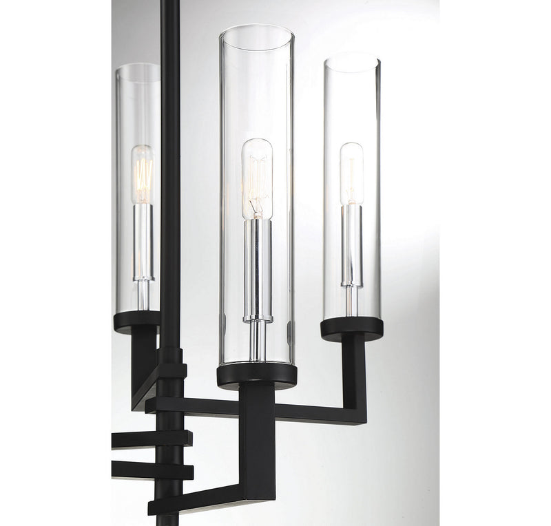 Savoy House 1-2135-5-67 Five Light Chandelier, Matte Black with Polished Chrome