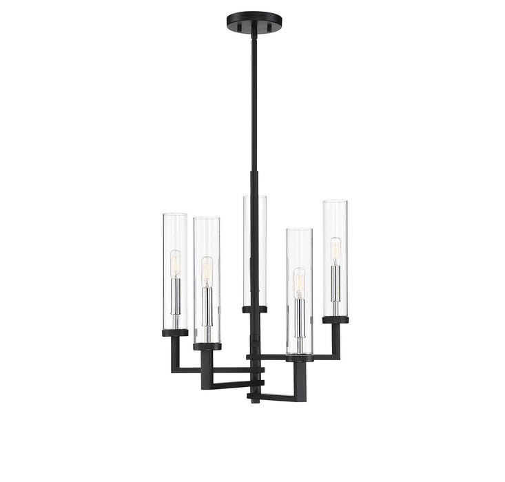 Savoy House 1-2135-5-67 Five Light Chandelier, Matte Black with Polished Chrome