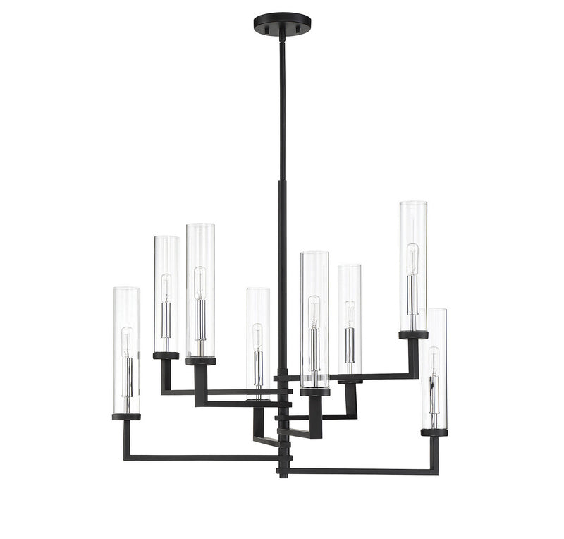 Savoy House 1-2139-8-67 Eight Light Chandelier, Matte Black with Polished Chrome