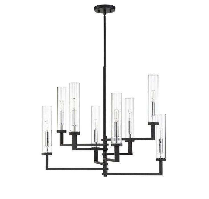 Savoy House 1-2139-8-67 Eight Light Chandelier, Matte Black with Polished Chrome