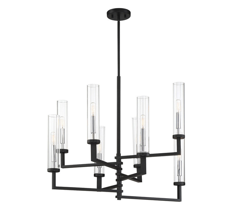 Savoy House 1-2139-8-67 Eight Light Chandelier, Matte Black with Polished Chrome