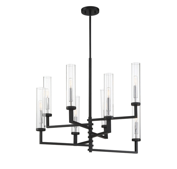 Savoy House 1-2139-8-67 Eight Light Chandelier, Matte Black with Polished Chrome