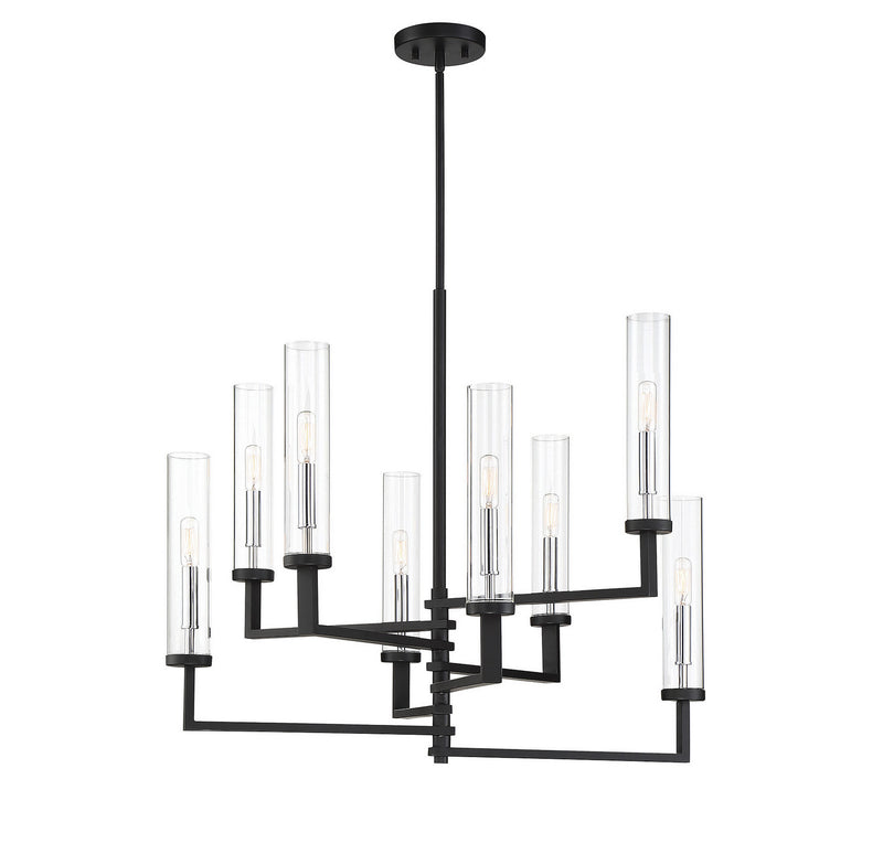 Savoy House 1-2139-8-67 Eight Light Chandelier, Matte Black with Polished Chrome