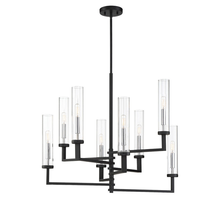 Savoy House 1-2139-8-67 Eight Light Chandelier, Matte Black with Polished Chrome