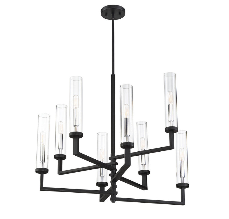 Savoy House 1-2139-8-67 Eight Light Chandelier, Matte Black with Polished Chrome