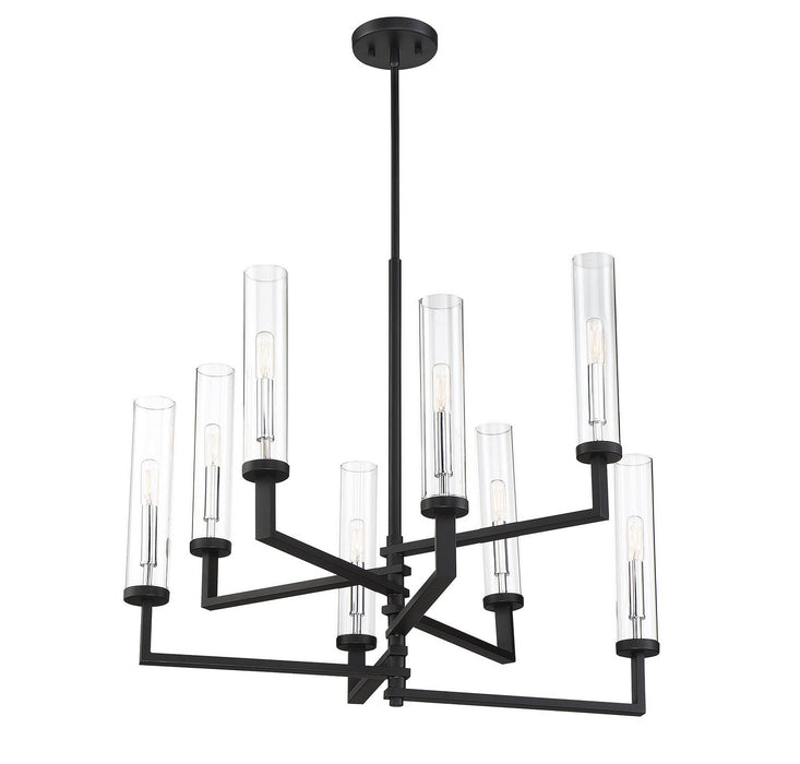 Savoy House 1-2139-8-67 Eight Light Chandelier, Matte Black with Polished Chrome