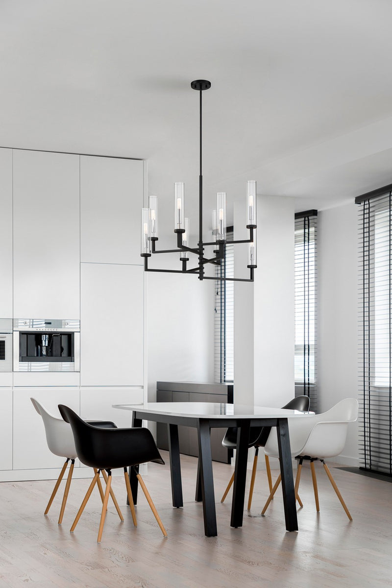 Savoy House 1-2139-8-67 Eight Light Chandelier, Matte Black with Polished Chrome