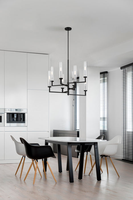 Savoy House 1-2139-8-67 Eight Light Chandelier, Matte Black with Polished Chrome