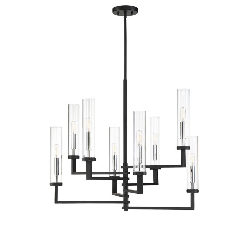 Savoy House 1-2139-8-67 Eight Light Chandelier, Matte Black with Polished Chrome
