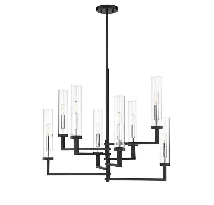 Savoy House 1-2139-8-67 Eight Light Chandelier, Matte Black with Polished Chrome