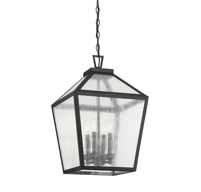 Savoy House 5-104-BK Four Light Outdoor Hanging Lantern, Black