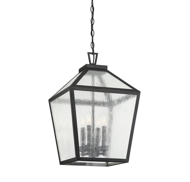 Savoy House 5-104-BK Four Light Outdoor Hanging Lantern, Black