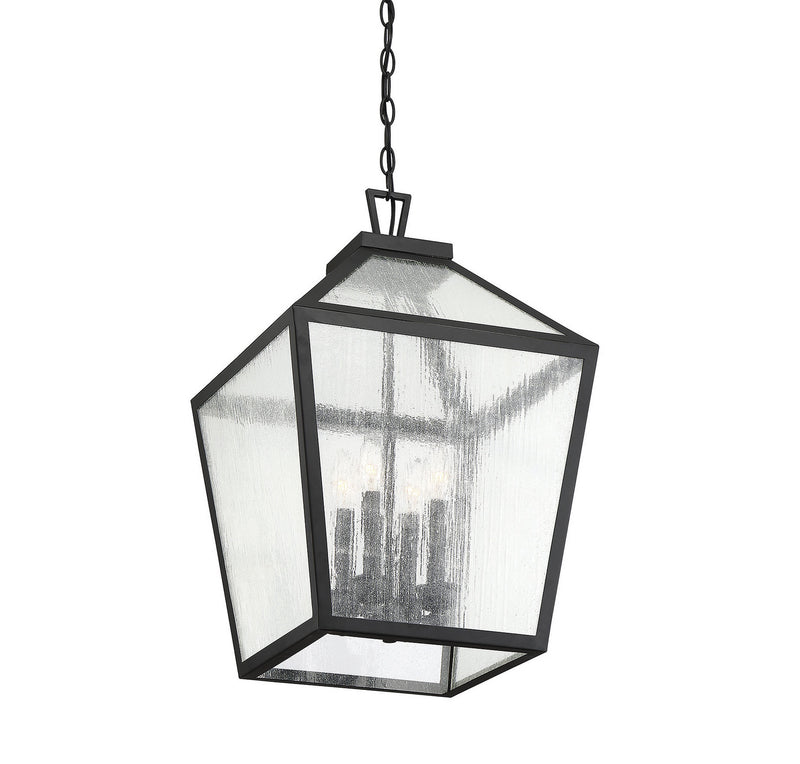 Savoy House 5-104-BK Four Light Outdoor Hanging Lantern, Black