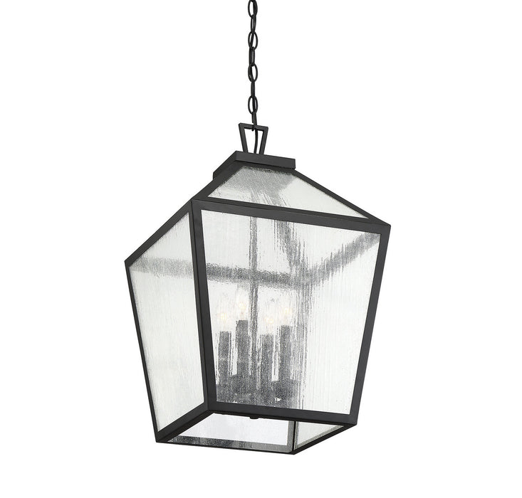 Savoy House 5-104-BK Four Light Outdoor Hanging Lantern, Black
