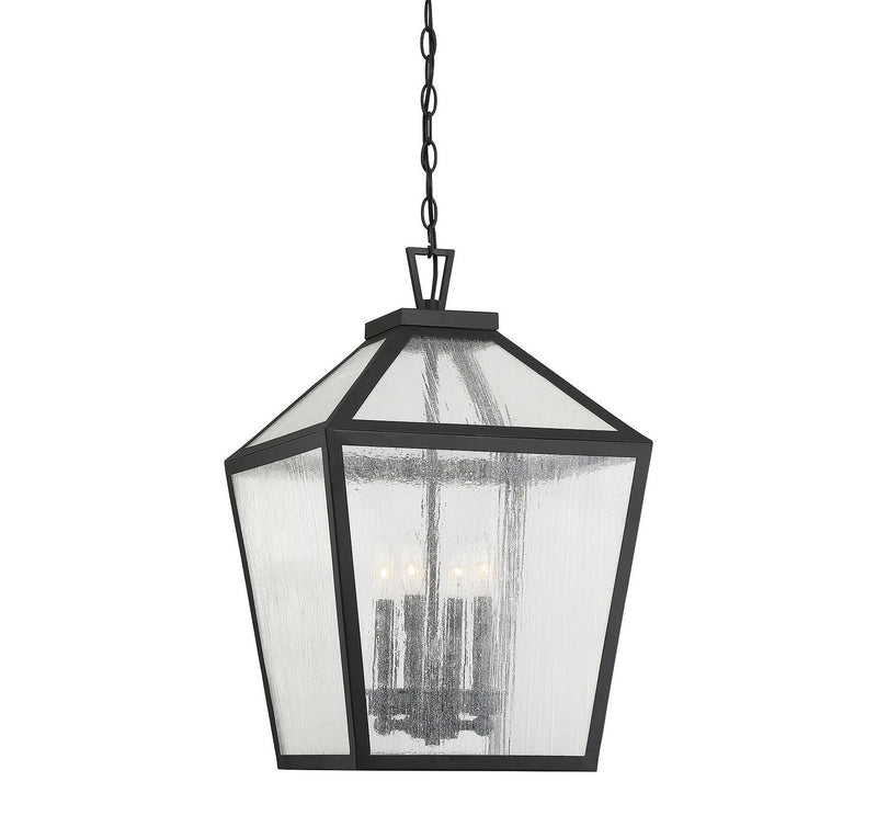 Savoy House 5-104-BK Four Light Outdoor Hanging Lantern, Black