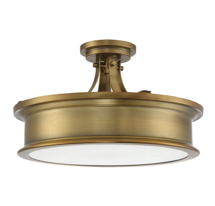 Savoy House 6-134-3-322 Three Light Semi-Flush Mount, Warm Brass